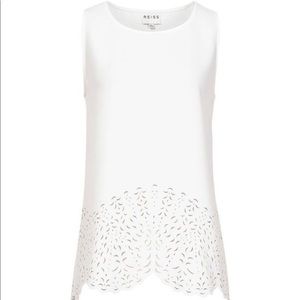 Reiss Matthew Laser Cut White Sleeveless Top
